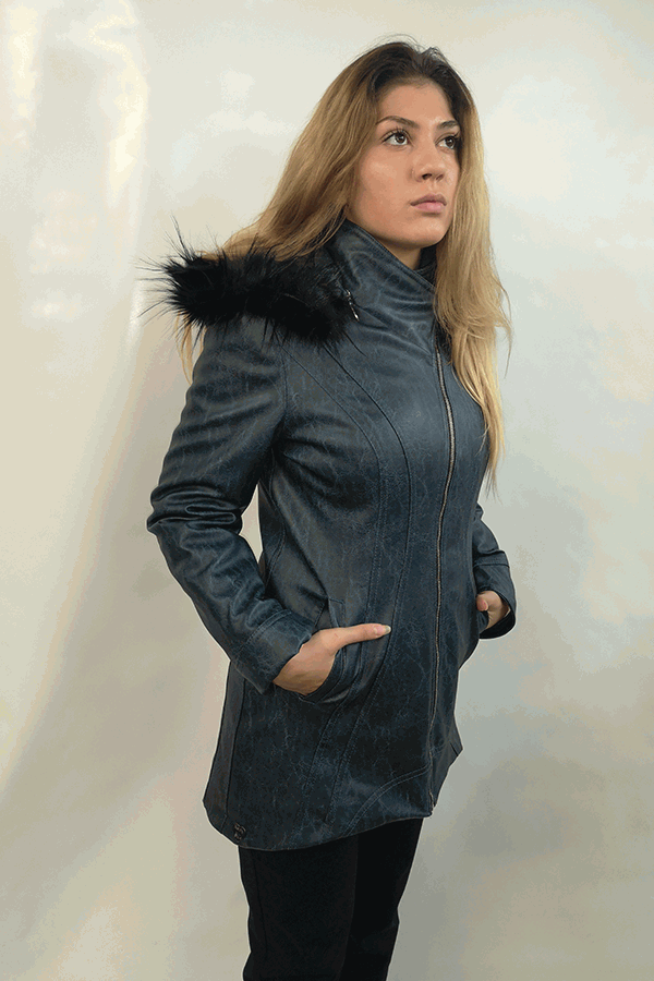 Дамско яке от Еко кожа ПЕТРОЛ - Дамски якета - RenyStyle.bg
