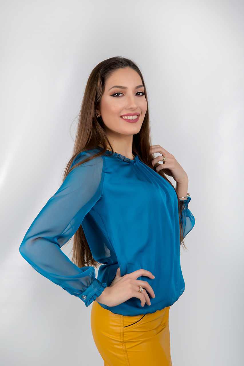 Блуза Клойзон Органза Тюркоаз - Блузи и Ризи - RenyStyle.bg