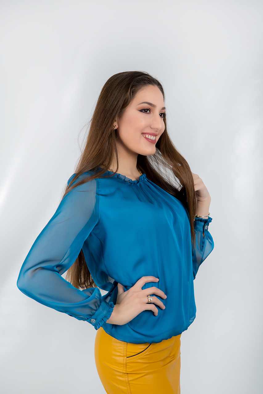 Блуза Клойзон Органза Тюркоаз - Блузи и Ризи - RenyStyle.bg