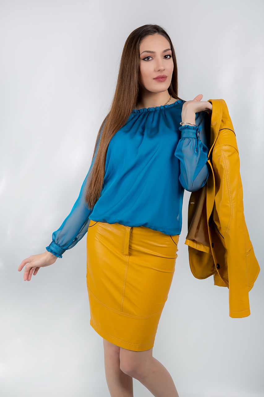 Блуза Клойзон Органза Тюркоаз - Блузи и Ризи - RenyStyle.bg