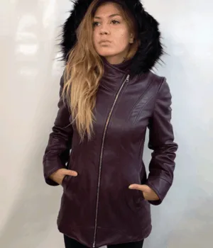 Дамско яке от Еко кожа - 46, Патладжан - - RenyStyle.bg