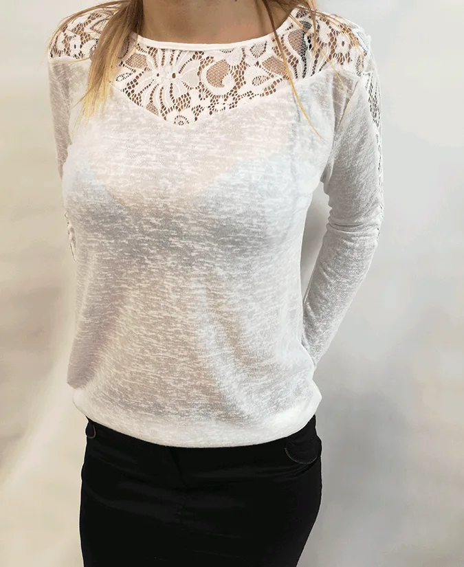 Блуза от Трико в Бяло - Блузи и Ризи - RenyStyle.bg