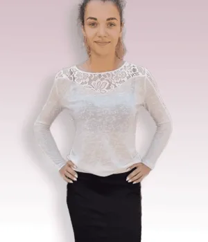 Блуза от Трико в Бяло - Блузи и Ризи - RenyStyle.bg
