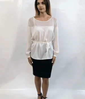 Дамска риза Коприна с Тюл - 46, Бял -  - RenyStyle.bg