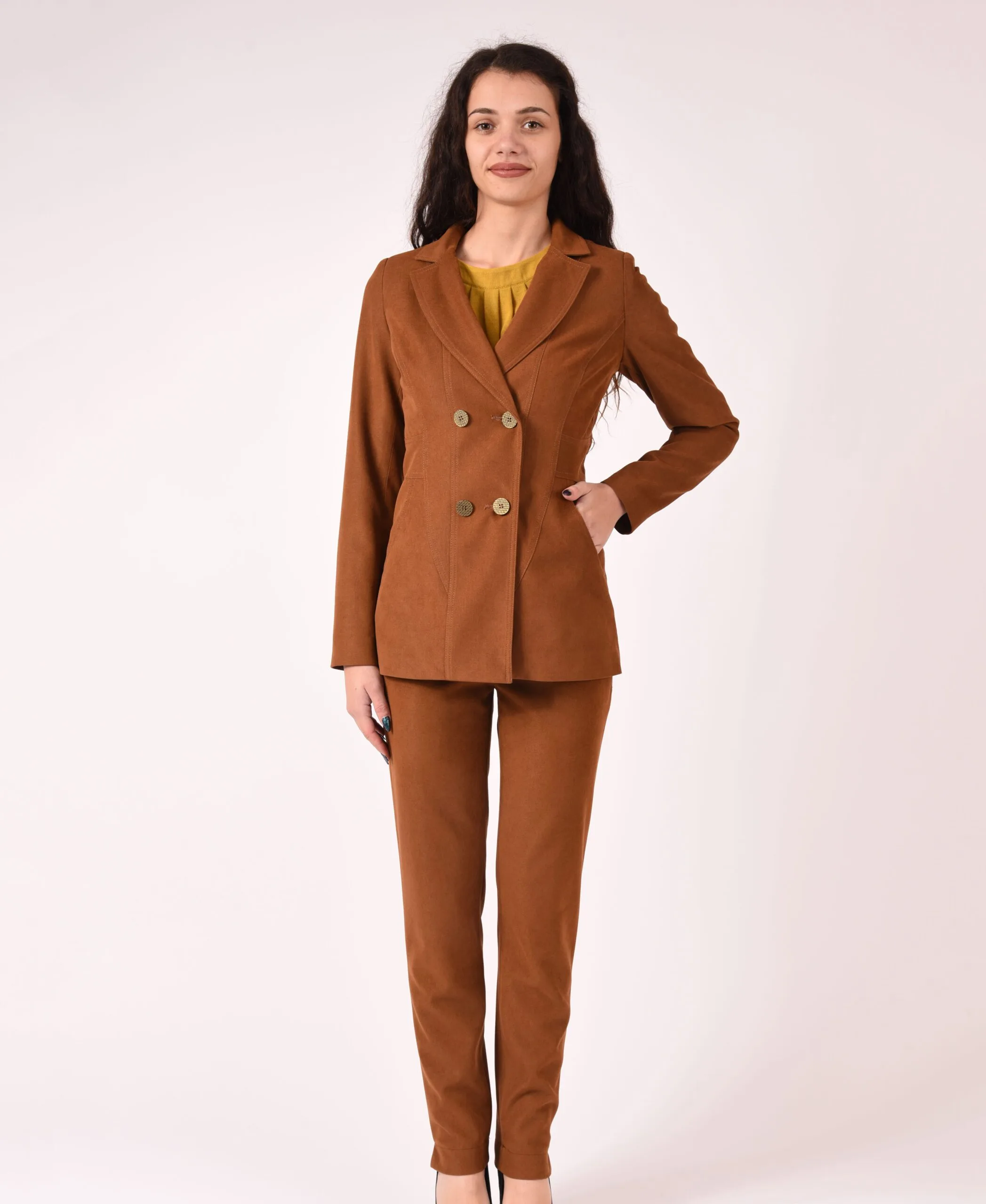 Дамски Костюм - Велурен - БРИК - За офиса - RenyStyle.bg