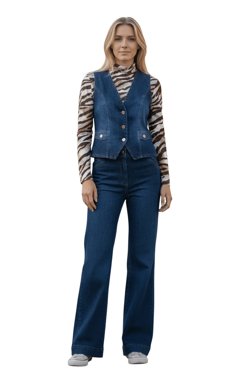 Дамски елек Леа деним - 52 - - RenyStyle.bg